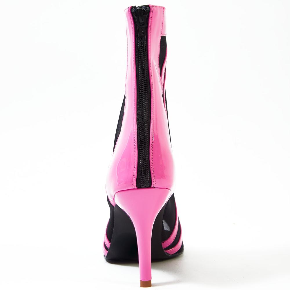 Bouge Moi Dance Shoes pink fishnet Mash Lace Up Booties