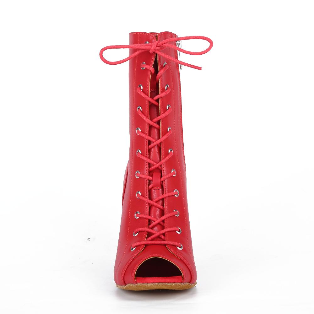 Bouge Moi Red open toe lace up bootie heels dance shoes