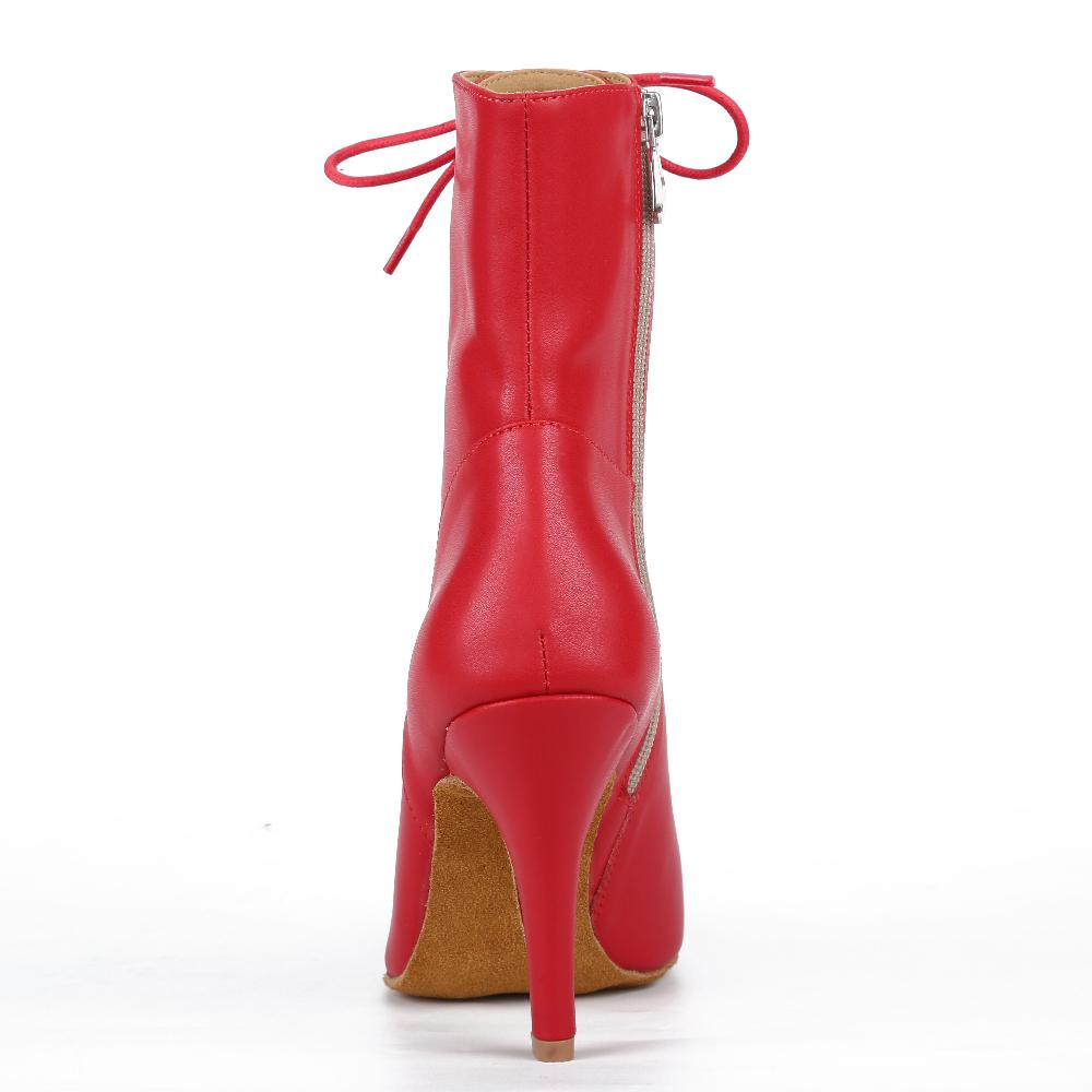 Bouge Moi Red open toe lace up bootie heels dance shoes