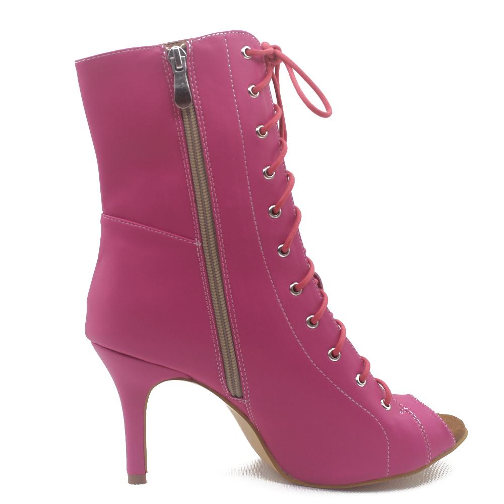 Bouge Moi Valley Girl - Pink Open Toe Lace Up Ankle Bootie