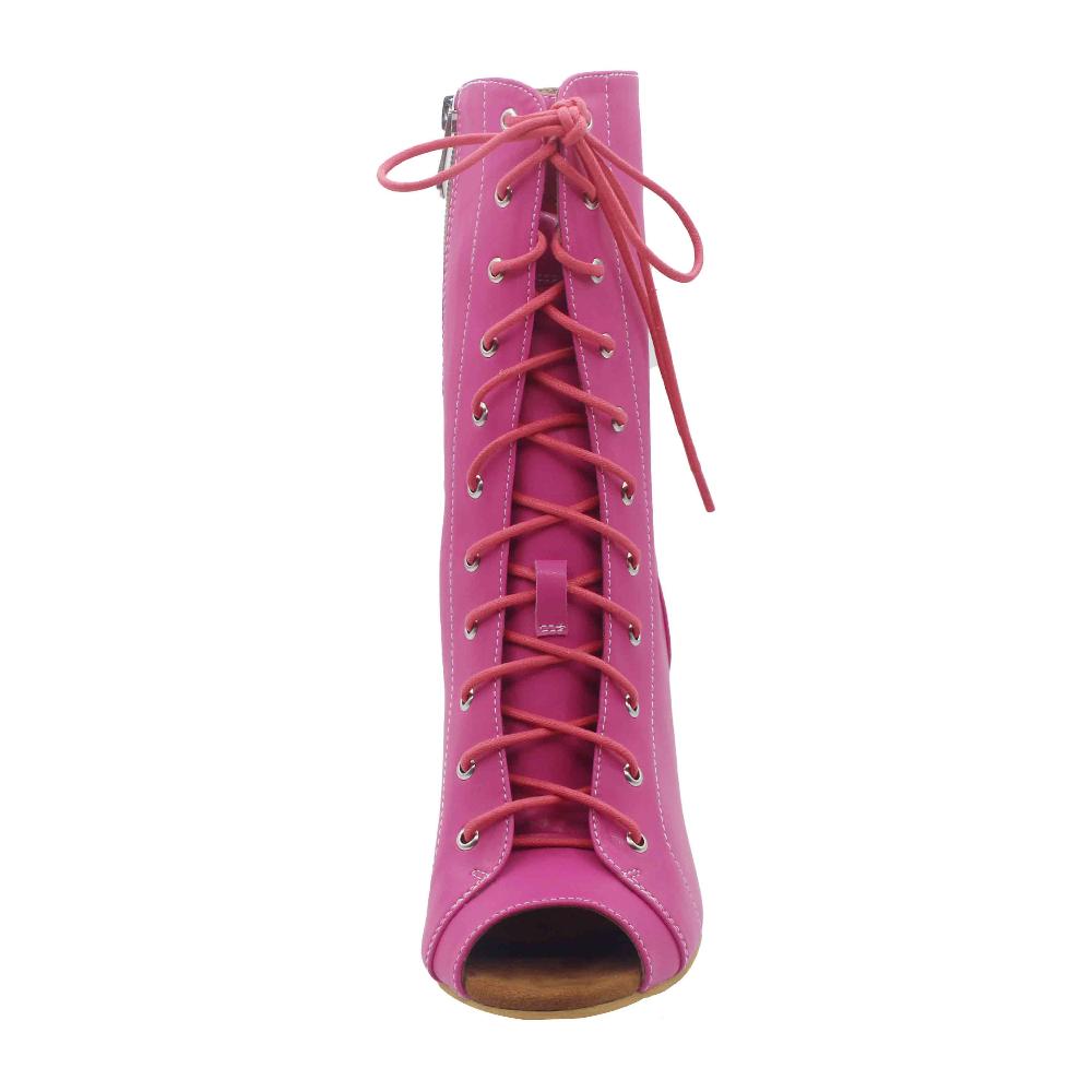 Bouge Moi Valley Girl - Pink Open Toe Lace Up Ankle Bootie
