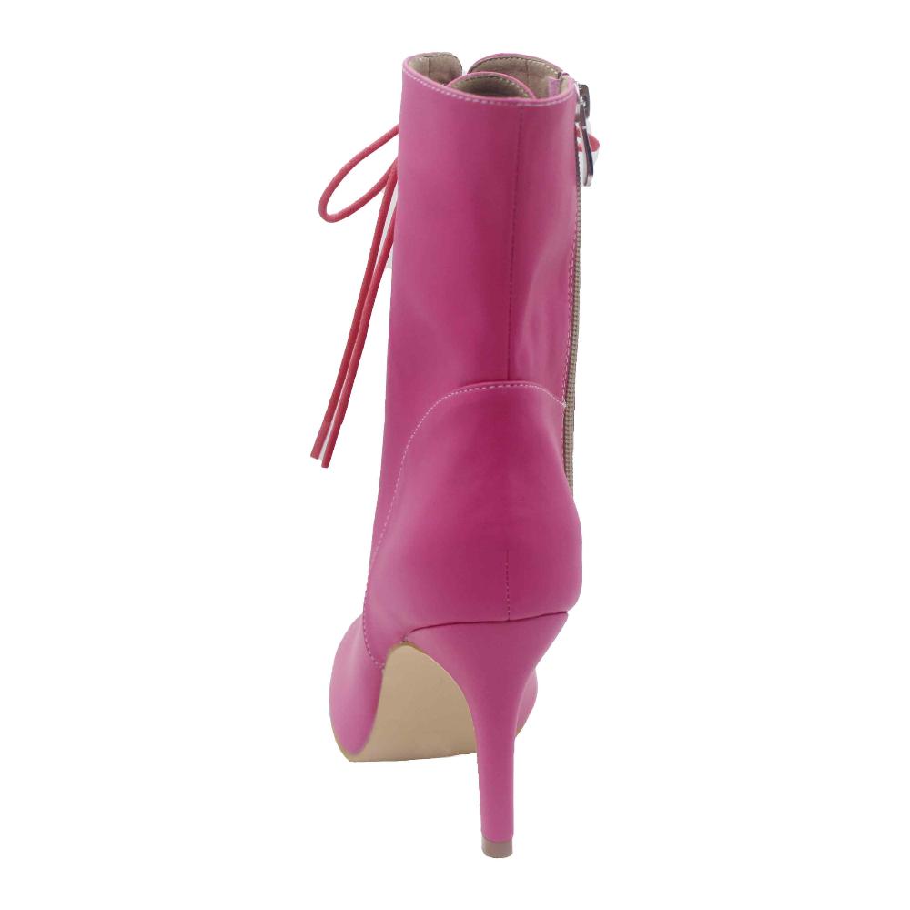 Bouge Moi Valley Girl  - Pink Open Toe Lace Up Ankle Bootie