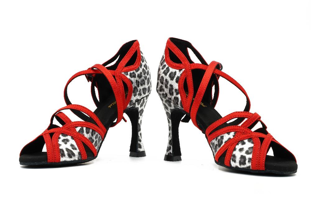 Bouge Moi red leopard salsa dance shoes